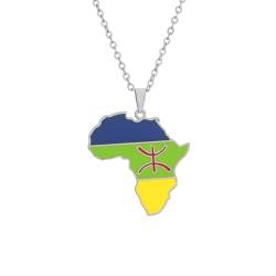 TWOMEM Halskette Anhänger Afrika-Karte Berber-Anhänger-Halskette für Männer und Frauen, Paar, geometrische Accessoires im Ethno-Stil Geburtstag Party Geschenk von TWOMEM