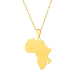 TWOMEM Halskette Anhänger Afrika glänzende Karte Halskette Damen geometrischer Anhänger Schlüsselbeinkette Europäische und amerikanische beliebte Accessoires Geburtstag Party Geschenk von TWOMEM