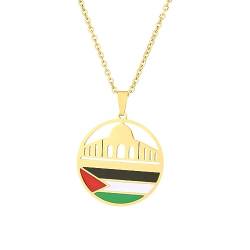 TWOMEM Halskette Anhänger Aqsa-Tempel- und Palästina-Halsketten für Männer und Frauen, Paar-Pullover-Ketten-Zubehör Geburtstag Party Geschenk von TWOMEM