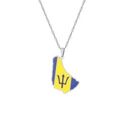 TWOMEM Halskette Anhänger Barbados Karte Halskette Damen Ethno-Stil Geometrische Schlüsselbeinkette Geburtstag Party Geschenk von TWOMEM