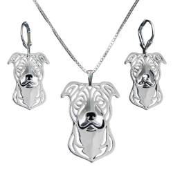 TWOMEM Halskette Anhänger Damen-Schmuckset für Hunde, Staffordshire-Bullterrier-Liebhaber Geburtstag Party Geschenk von TWOMEM