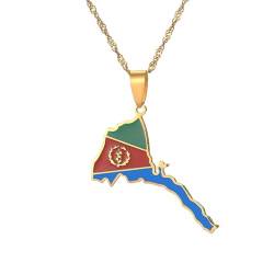 TWOMEM Halskette Anhänger Europäische und amerikanische Retro-Halskette mit Eritrea-Karte im Ethno-Stil, trendiger personalisierter Schmuck Geburtstag Party Geschenk von TWOMEM