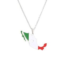 TWOMEM Halskette Anhänger Mexiko-Karte und Flaggen-Halskette, tropfendes Öl, Retro-Anhänger-Accessoires für Herren und Damen Geburtstag Party Geschenk von TWOMEM