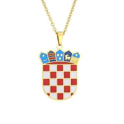 TWOMEM Halskette Anhänger Neue kroatische Wappen-Anhänger-Halskette für Männer und Frauen, Paare, geometrische Anhänger-Halsketten-Accessoires Geburtstag Party Geschenk von TWOMEM