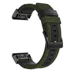 TWRQA 22/26 mm Canvas-Armband, Schnellverschluss, Nylon + Leder, einfache Passform, Schnellverschluss, für Garmin Fenix 5 5X Plus 6 6X Pro 3HR/COROS VERTIX 2, For Fenix 5X 5X Plus, Achat von TWRQA