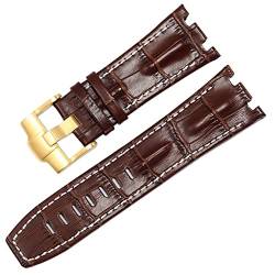 TWRQA Uhrenarmband aus echtem Leder für AP 15703 Royal Oak Offshore-Serie, 28 mm Krokodil-Uhrenarmbänder, 28mm, Achat von TWRQA