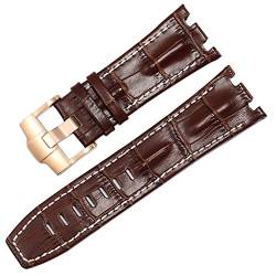 TWRQA Uhrenarmband aus echtem Leder für AP 15703 Royal Oak Offshore-Serie, 28 mm Krokodil-Uhrenarmbänder, 28mm, Achat von TWRQA