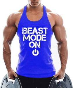 TX Apparel Herren Tanktop Beast Fitness Stringer àrmellos Weste Gym Shirt Baumwolle, Blau, L von TX Apparel