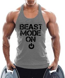 TX Apparel Herren Tanktop Beast Fitness Stringer àrmellos Weste Gym Shirt Baumwolle, Grau, M von TX Apparel