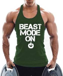 TX Apparel Herren Tanktop Beast Fitness Stringer àrmellos Weste Gym Shirt Baumwolle, Grün, XL von TX Apparel