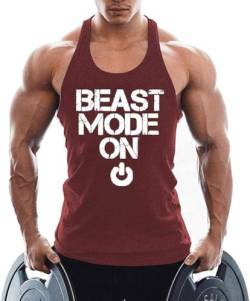 TX Apparel Herren Tanktop Beast Fitness Stringer àrmellos Weste Gym Shirt Baumwolle, Rot, L von TX Apparel