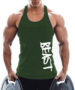 TX Apparel Herren Tanktop Beast Gym Stringer Shirt Baumwolle, Armeegrün, L von TX Apparel