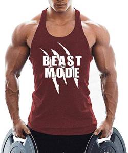 TX Apparel Herren Tanktop Fitness Stringer Fährte Beast Paw àrmellos Weste Gym Shirt Baumwolle, Rot, XL von TX Apparel