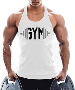 TX Apparel Herren Tanktop Fitness Stringer Gym Shirt Baumwolle (Weiß, Large) von TX Apparel