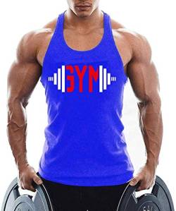 TX Apparel Herren Tanktop Fitness Stringer Gym Shirt Baumwolle-BU-L von TX Apparel