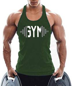 TX Apparel Herren Tanktop Fitness Stringer Gym Shirt Baumwolle-GN-XL von TX Apparel