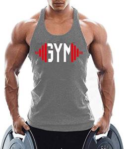 TX Apparel Herren Tanktop Fitness Stringer Gym Shirt Baumwolle-GY-L von TX Apparel