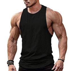 TX Apparel Herren Tanktop Fitness Stringer Low Cut Off à„rmellos Weste Bodybuilding T-Shirt Muskelshirt -BK, Schwarz, S von TX Apparel