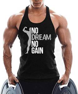 TX Apparel Herren Tanktop NO Dream NO GAIN Gym Stringer Shirt Baumwolle, Schwarz, L von TX Apparel