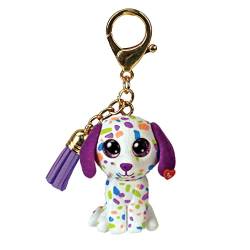 TY – Mini Boos Clips Schlüsselanhänger – Hund – Liebling – Mehrfarbig – mit lila Quaste – Der modische Schlüsselanhänger inspiriert von den berühmten Plüschtieren mit funkelnden großen Augen – 10 cm – von TY