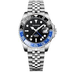 TYBERLEY Automatik Herrenuhren 40mm GMT Edelstahluhr mit NH34 Mechanisches Uhrwerk Armbanduhr für Mann, Saphirglas Zifferblatt, 100M Wasserdicht (Schwarz Blau Ju) von TYBERLEY