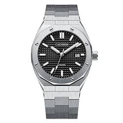 TYBERLEY Cadisen Mechanische Herren-Armbanduhr NH35, selbstaufziehendes Uhrwerk, Edelstahl, wasserdicht, Business-Herren-Luxus-Sport-Armbanduhren, Schwarz kariert von TYBERLEY
