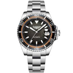 TYBERLEY Herren-Automatik-Uhren 41mm Edelstahl Tauchen Wasserdicht Mechanische Armbanduhr für Männer, mit Datum Kalender und leuchtende (Silber Schwarz) von TYBERLEY