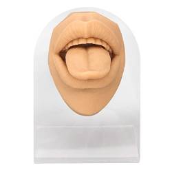TYCIONG Lippenpiercing-Modell aus weichem Silikon, flexibles Mund-Lippen-Simulationsmodell für Piercing-Übungen und Schmuck-Display, Lehrwerkzeug mit Acryl-Ständer, Kunststoff von TYCIONG