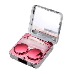 TYCIONG Tragbarer quadratischer Kontaktlinsenbehälter mit Marmoroberfläche und Spiegel, hot pink von TYCIONG
