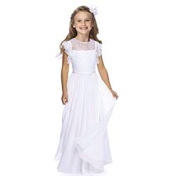 TYHTYM Blumenmädchen-Kleid, Festzug, Hochzeit, Spitzenkleid, Ballkleid, Ballkleid, Mädchen, Partykleid, Flatterärmel, Weiß Gr. (4-5 Jahre, Weiß) von TYHTYM