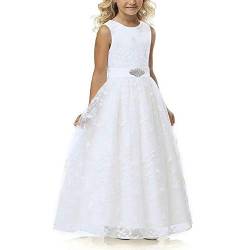 TYHTYM Blumenmädchen-Kleid, Festzug, Kleid der Brautjungfer, Hochzeit, Spitzenkleid, Ballkleid, Mädchen, Partykleid, Flatterärmel, Elfenbein Gr.(6-7 Jahre, Elfenbein) von TYHTYM