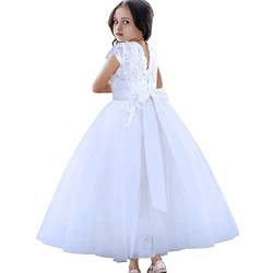 TYHTYM Brautjungfernkleid, Schönheitswettbewerb, Hochzeit, Spitzenkleid, Ballkleid, Abschlussball, Mädchen, Partykleid, weiß, weiß 2, 2-3 Jahre von TYHTYM