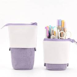 FedermäPpchen Kreative Verschlusssierbare Bleistiftkoffer School Stationery Storage Tasche Feste Farbpensthülle Süßes Stifthalter Geschenke for Kid Pen Bag Pencil Case (Color : PU Corduroy Purple) von TYNXK