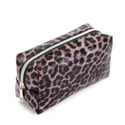 Kosmetiktasche Frauen Marmorieren Kosmetiktaschen Mode Lippenstift Beauty Case Organizer Clutch Bag Pu. Make-up-Tasche Reise-Toiletten-Waschbeutel Schminktasche (Color : The Dark Leopard) von TYNXK