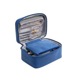 Kosmetiktasche Kosmetiktasche Reise Organizer Frauen Multifunktions wasserdichte Toilettenartikel Aufbewahrungstasche Makeup Packung Kilometerkette Schminktasche (Color : Blue) von TYNXK