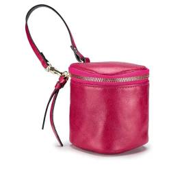 Kosmetiktasche Leder Makeup Tasche Pflegeprodukte Organizer Kulturbeutel Reise Armband Kosmetikbeutel mit Spiegel Schminktasche (Color : Rose Red) von TYNXK