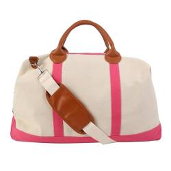Reisetasche Große Kapazität, personalisierte Monogramm-Tasche, Segeltuch-Reisetasche, individuell bestickter Name, Damen-Reise, Segeltuch-Tragetasche Travel Bag (Color : Pink) von TYNXK