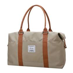 Reisetasche Große Reisetasche for Damen, Kabinen-Tragetaschen, Handtasche, Oxford-Stoff, Segeltuch, wasserdichte Umhängetaschen for Damen, Wochenend-Übernachtungstasche Travel Bag (Color : Khaki L) von TYNXK