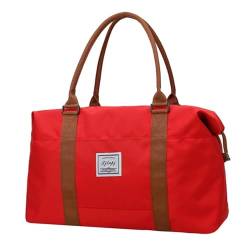 Reisetasche Große Reisetasche for Damen, Kabinen-Tragetaschen, Handtasche, Oxford-Stoff, Segeltuch, wasserdichte Umhängetaschen for Damen, Wochenend-Übernachtungstasche Travel Bag (Color : Red L) von TYNXK