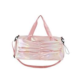 Reisetasche Oxford Zipper Top Handle Bag for Women's Bag High Capacity Casual Handbag Pleated Travel Handbag Travel Duffel Bag (Color : Pink) von TYNXK