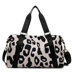 Reisetasche Reisetasche Damen Leopard Große Nylontasche Tote Handtaschen Fitness Sporttasche Damen Wochenende Rosa Tasche Travel Bag (Color : Black) von TYNXK