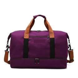 Reisetasche Reisetaschen for Frauen Große Kapazität Männer Sporttasche wasserdichte Wochenende Sac Voyage Weibliche Messenger Tasche Trocken Und Nass Travel Bag (Color : Purple46cmX25cmX28cm) von TYNXK