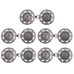 Schal-Strickjacken-Clips 5 Paar Vintage-Swirl-Schnalle, Umhang-Verschluss, Knöpfe, for Aufnähen, Haken und Öse, Broschen-Clip Schal-Schnalle (Color : TypeC Antique Silver) von TYNXK