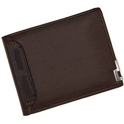 TYNXK Brieftasche Männer Kurze Brieftasche Multifunktion Mode Eisen Kreditkartenhalter PU Geldbeutel Vintage Men Leder Brieftasche schlanke männliche Geldbörsen Portemonnaie (Color : Dark Brown) von TYNXK