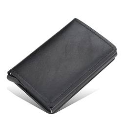 TYNXK Brieftasche Männer Smart Wallet Credit Bank Card Inhaber Mode Geldbörse Aluminiumlegierung Business Casual Mini Wallet Wallet Pu Geldbeutel Portemonnaie (Color : Black 03) von TYNXK