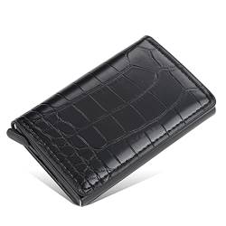 TYNXK Brieftasche Männer Smart Wallet Credit Bank Card Inhaber Mode Geldbörse Aluminiumlegierung Business Casual Mini Wallet Wallet Pu Geldbeutel Portemonnaie (Color : Black 05) von TYNXK