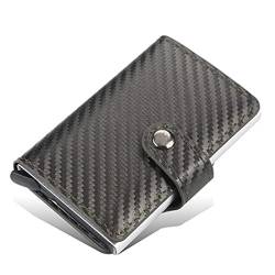 TYNXK Brieftasche Männer Smart Wallet Credit Bank Card Inhaber Mode Geldbörse Aluminiumlegierung Business Casual Mini Wallet Wallet Pu Geldbeutel Portemonnaie (Color : Coffee 01) von TYNXK