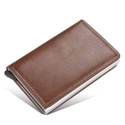 TYNXK Brieftasche Männer Smart Wallet Credit Bank Card Inhaber Mode Geldbörse Aluminiumlegierung Business Casual Mini Wallet Wallet Pu Geldbeutel Portemonnaie (Color : Coffee 03) von TYNXK