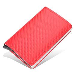 TYNXK Brieftasche Männer Smart Wallet Credit Bank Card Inhaber Mode Geldbörse Aluminiumlegierung Business Casual Mini Wallet Wallet Pu Geldbeutel Portemonnaie (Color : Red 04) von TYNXK