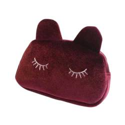 TYNXK FedermäPpchen Süße Katzenstift -Hülle Schullieferungen Leinwand Bleistiftbox for Mädchen Bleistiftbeutel Bleistiftpapier Schreibwarengeschenk Pencil Case (Color : Red Wine) von TYNXK